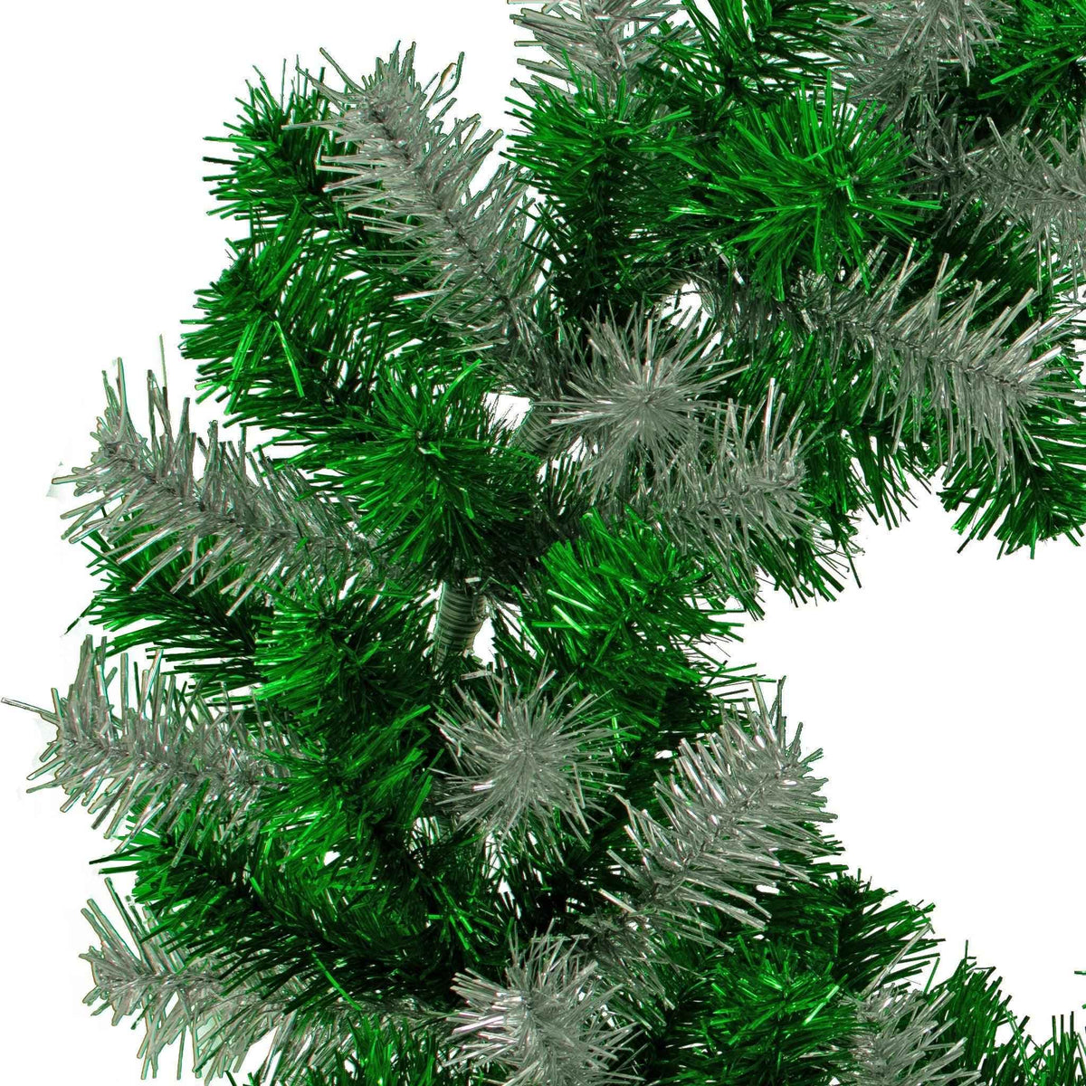 Green and Silver Tinsel Christmas Wreaths - Lee Display