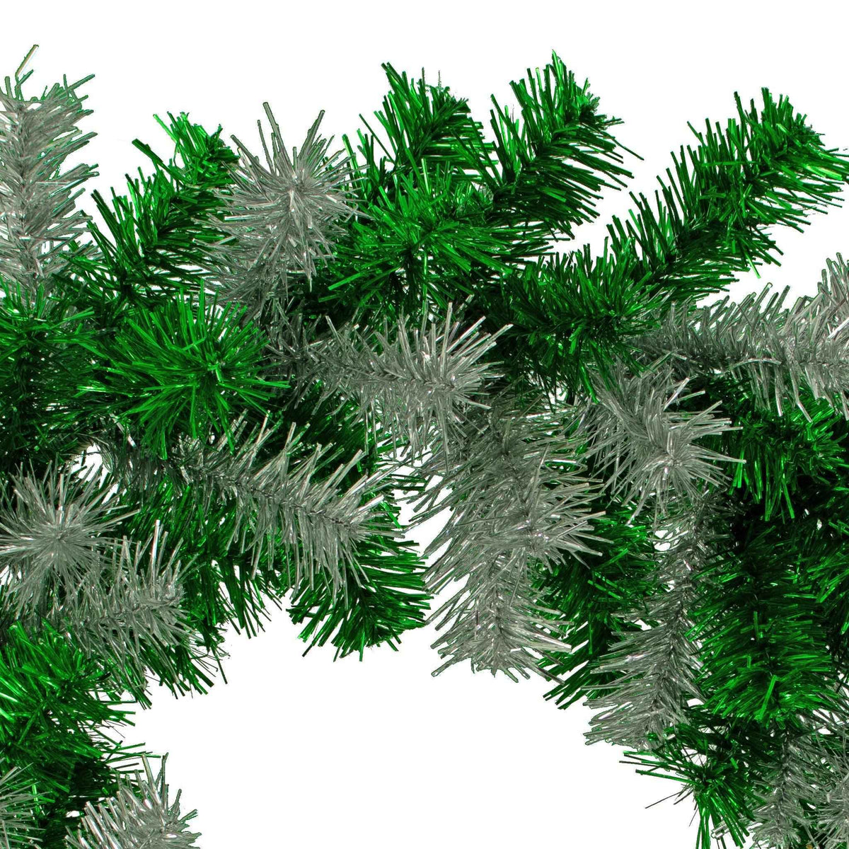 Green and Silver Tinsel Christmas Wreaths - Lee Display