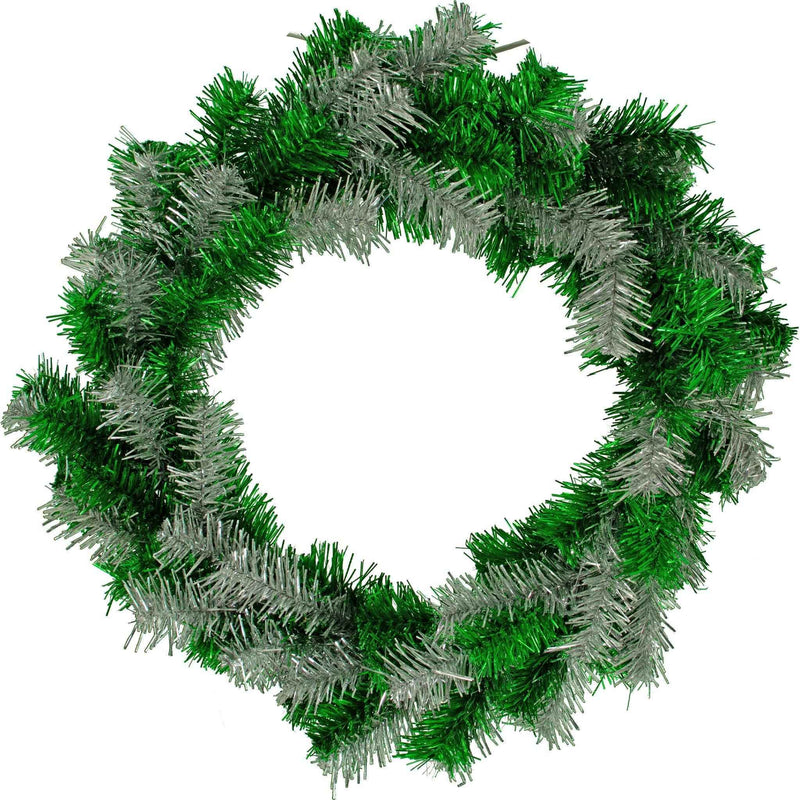 Green and Silver Tinsel Christmas Wreaths - Lee Display