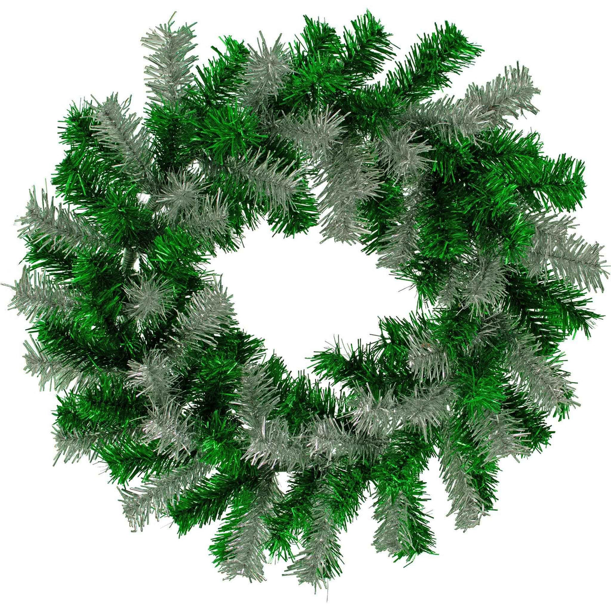 Green and Silver Tinsel Christmas Wreaths - Lee Display