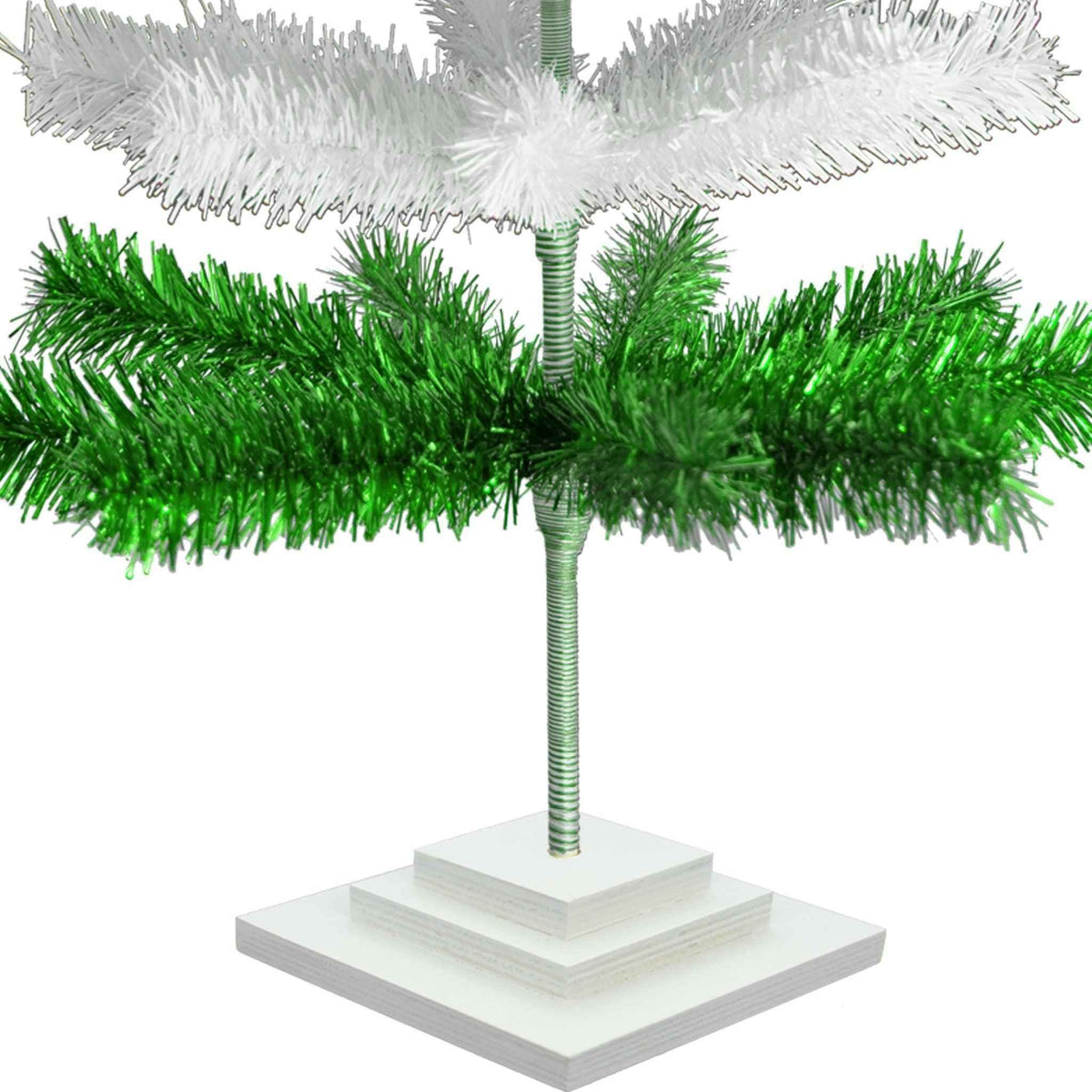 Green & White Layered Tinsel Christmas Tree - Lee Display