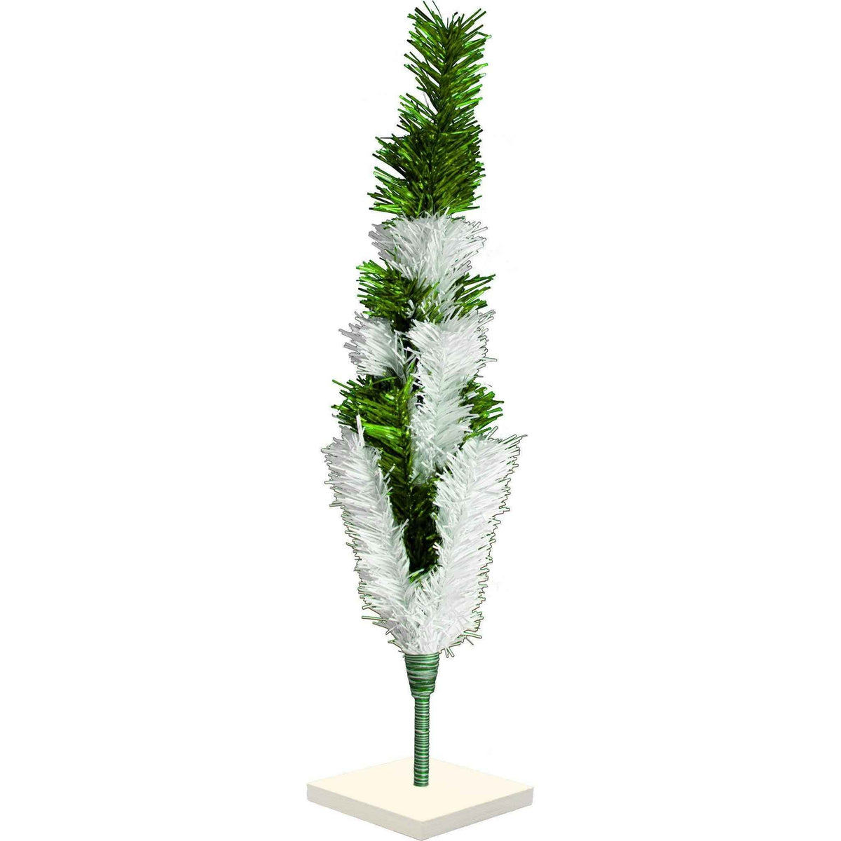 Green & White Layered Tinsel Christmas Tree - Lee Display