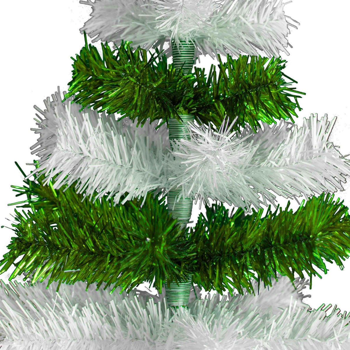 Green & White Layered Tinsel Christmas Tree - Lee Display