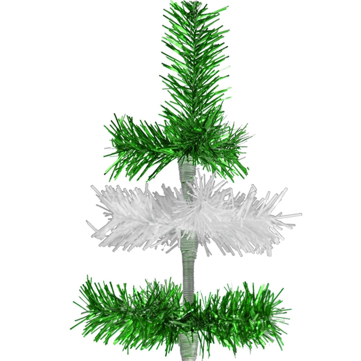 Green & White Layered Tinsel Christmas Tree - Lee Display
