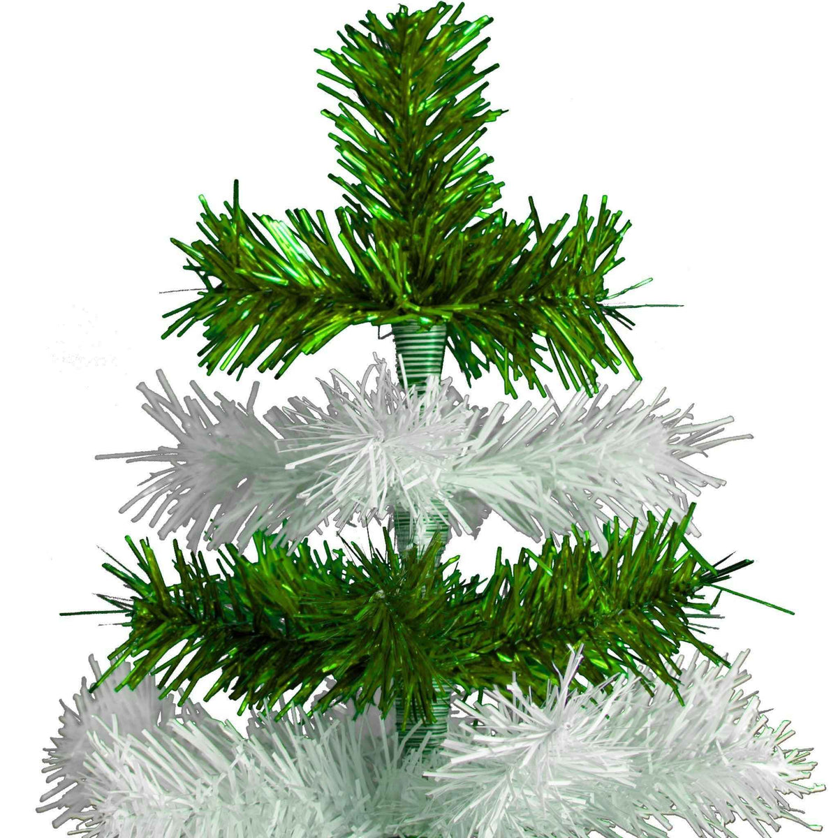 Green & White Layered Tinsel Christmas Tree - Lee Display