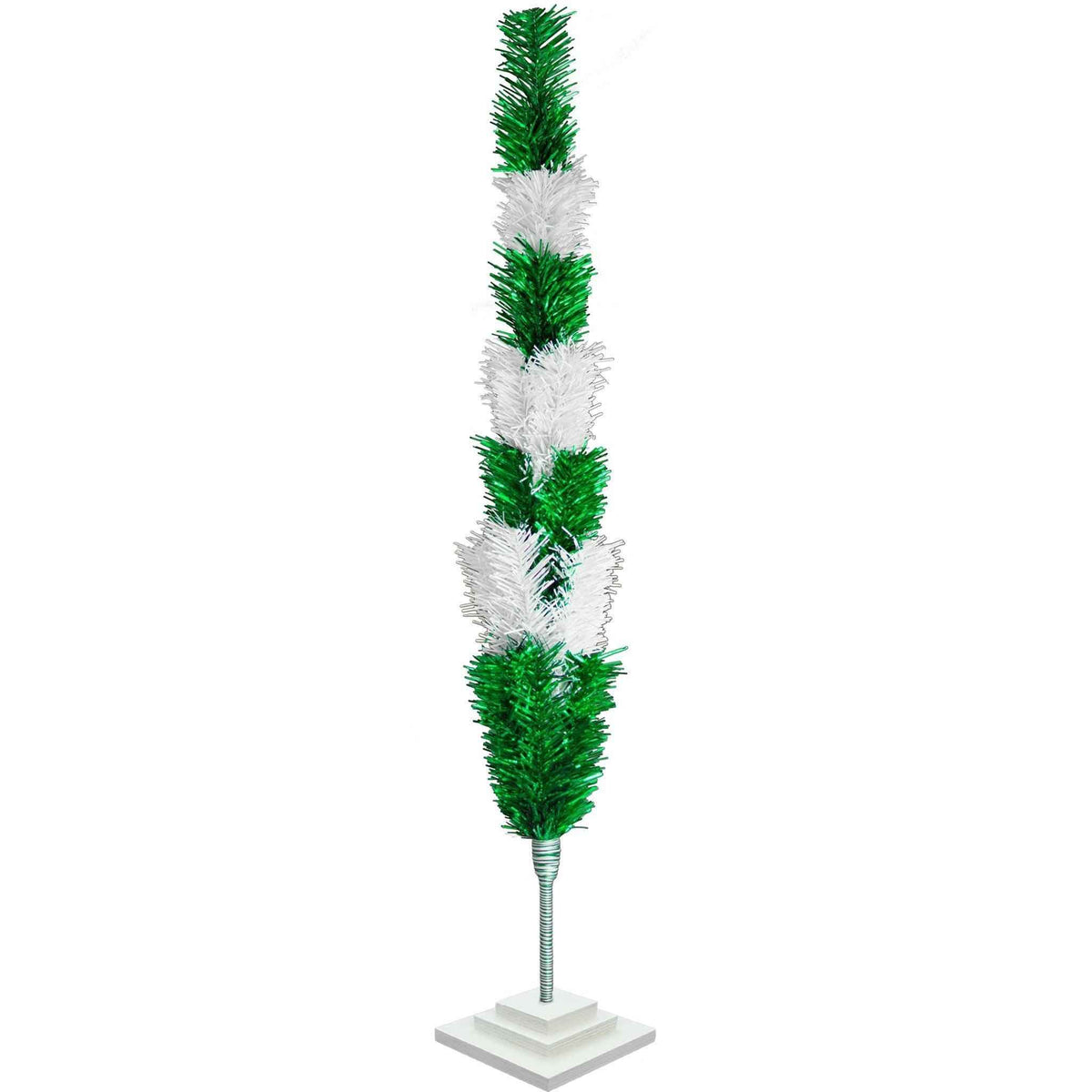 Green & White Layered Tinsel Christmas Tree - Lee Display
