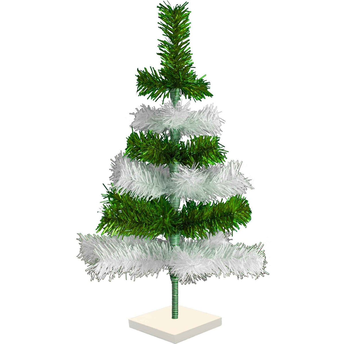 Green & White Layered Tinsel Christmas Tree - Lee Display