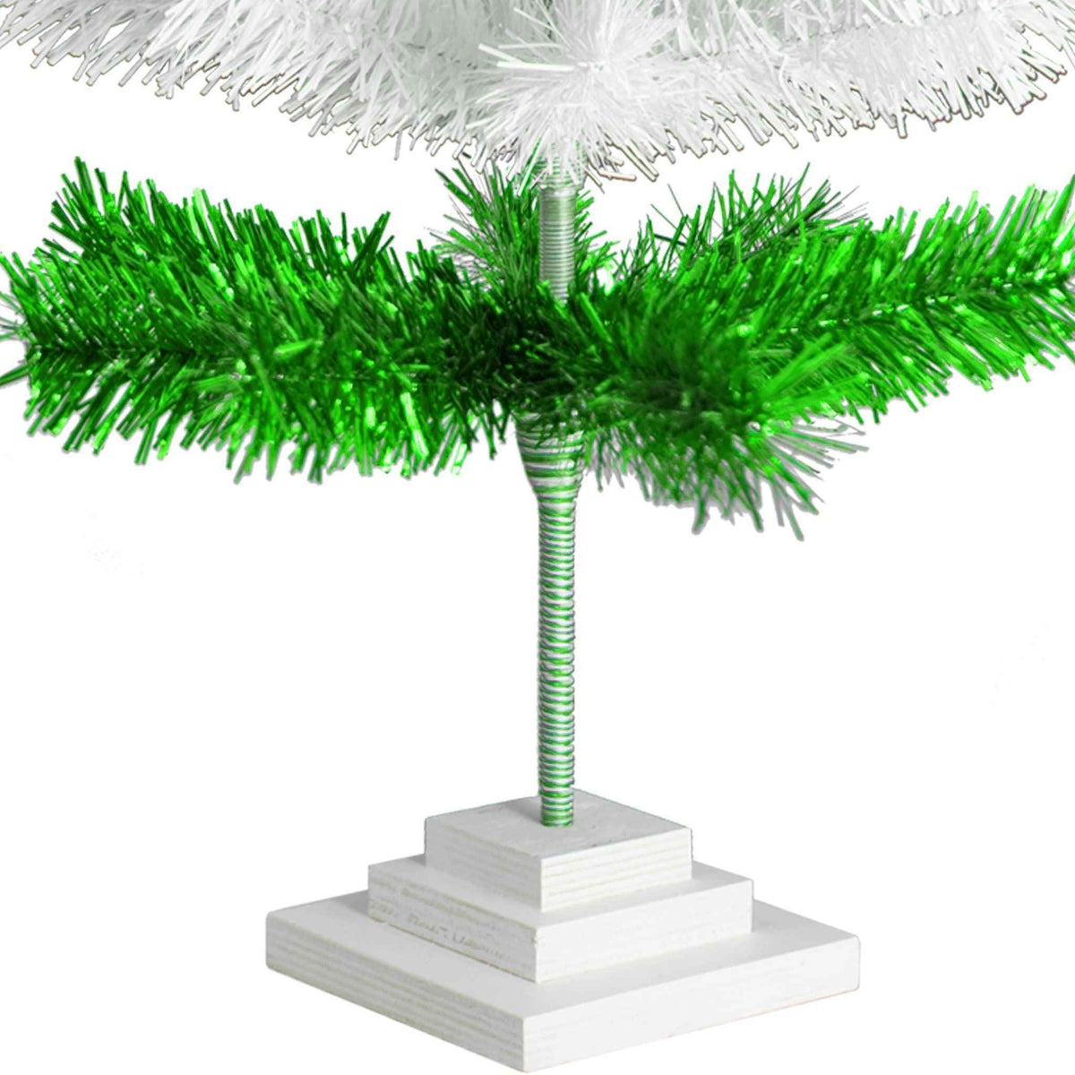 Green & White Layered Tinsel Christmas Tree - Lee Display