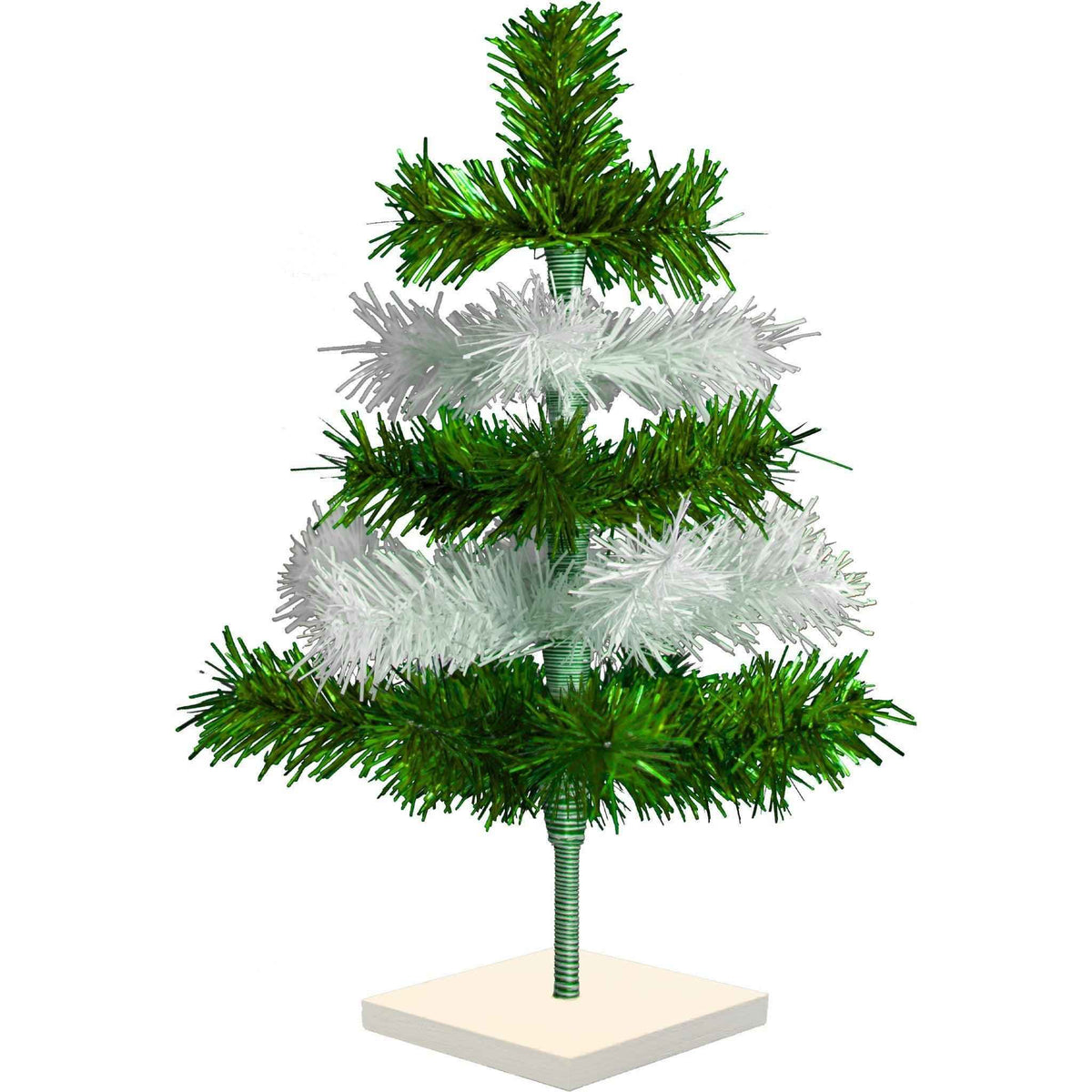 Green & White Layered Tinsel Christmas Tree - Lee Display