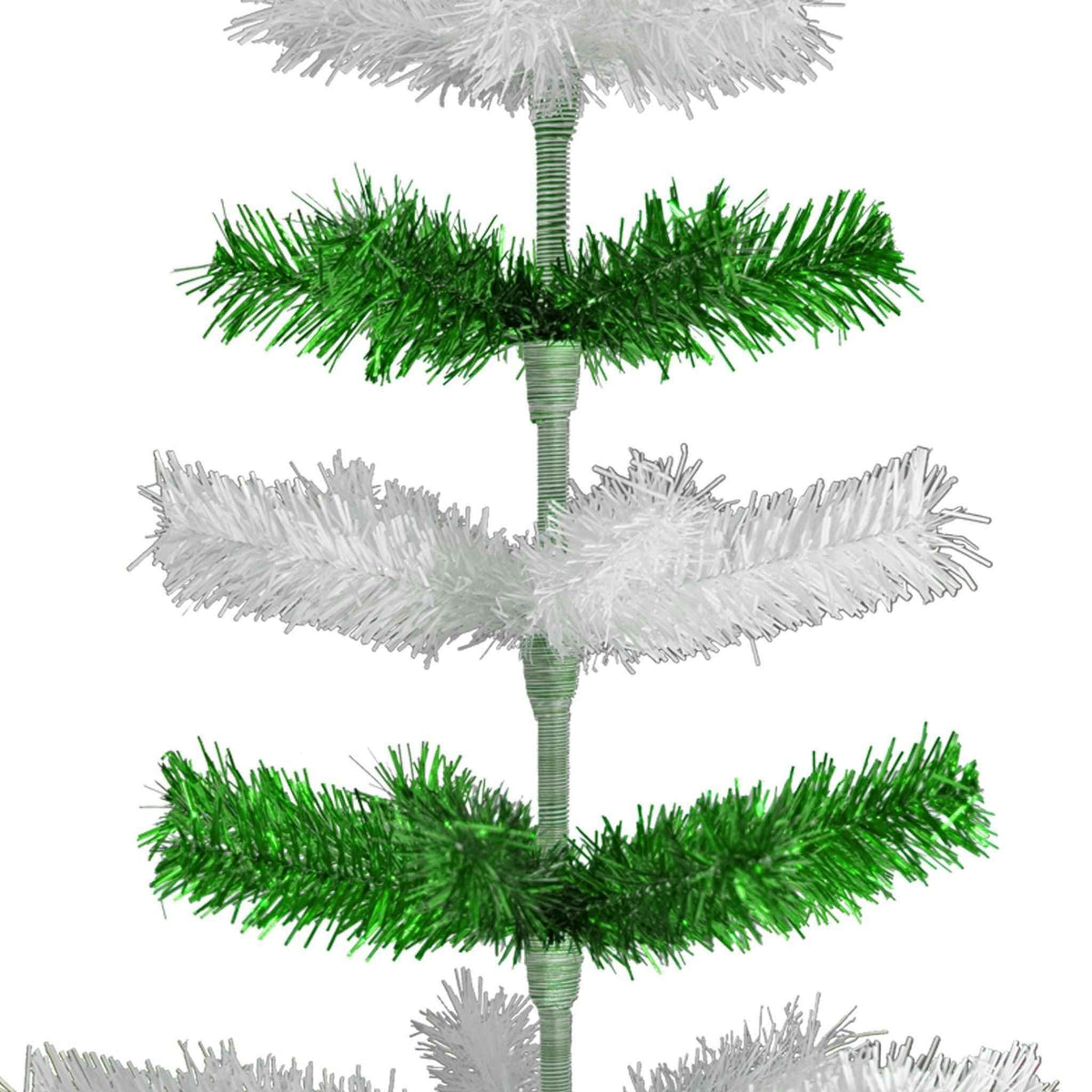 Green & White Layered Tinsel Christmas Tree - Lee Display