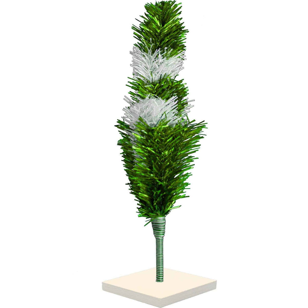 Green & White Layered Tinsel Christmas Tree - Lee Display