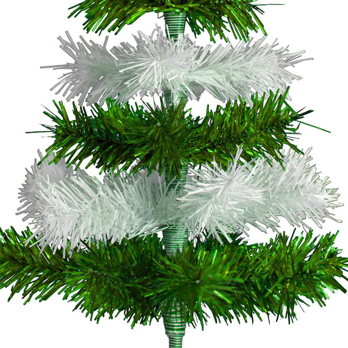 Green & White Layered Tinsel Christmas Tree - Lee Display