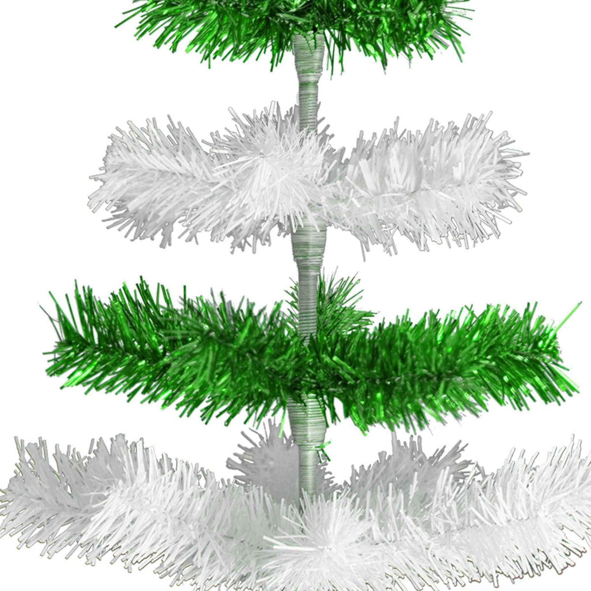 Green & White Layered Tinsel Christmas Tree - Lee Display