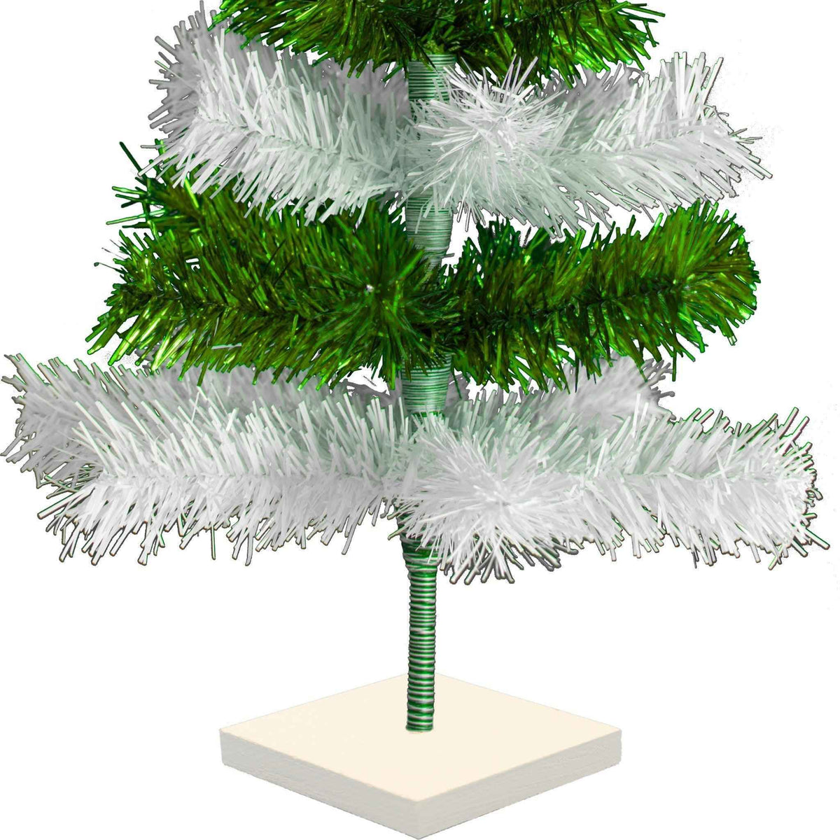 Green & White Layered Tinsel Christmas Tree - Lee Display