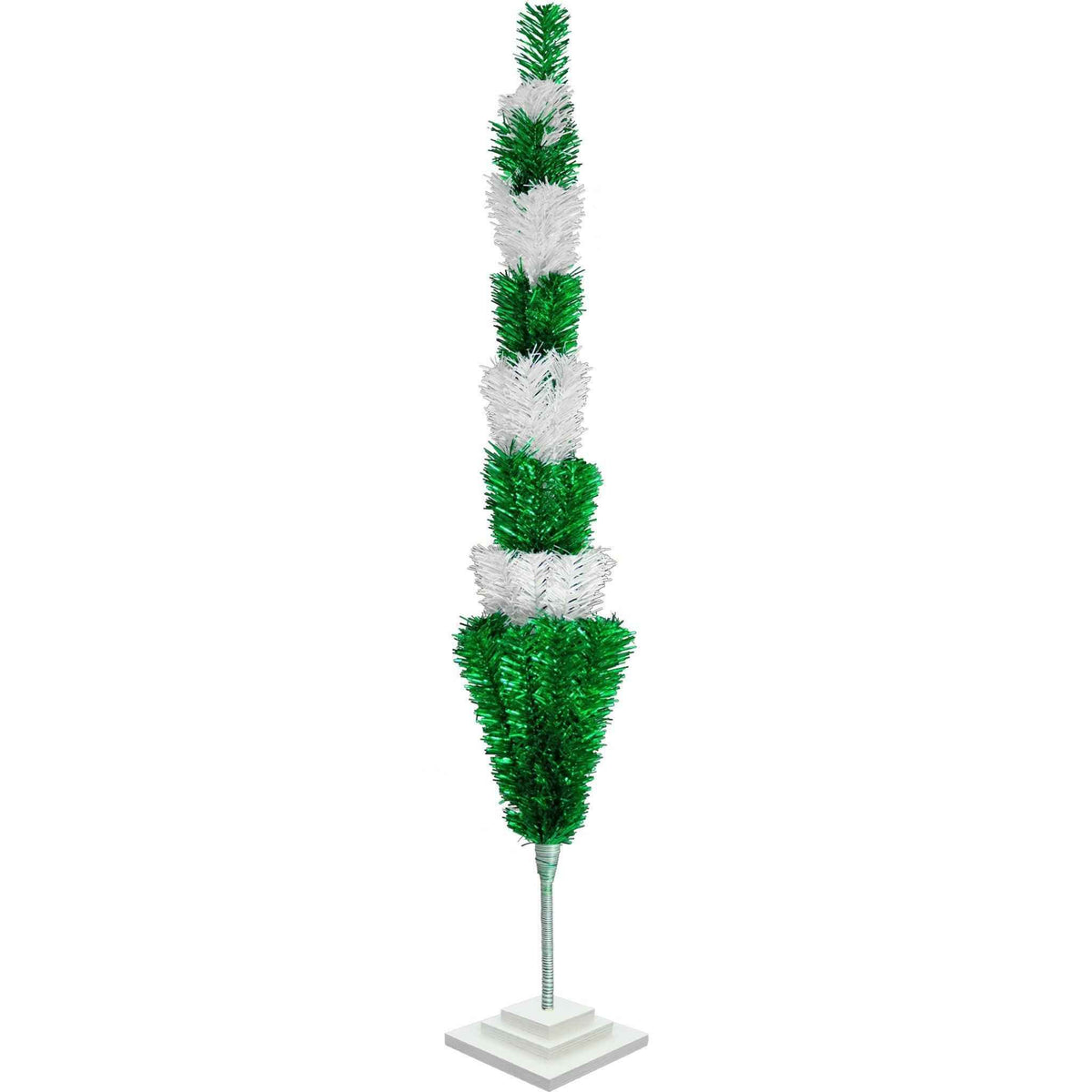 Green & White Layered Tinsel Christmas Tree - Lee Display