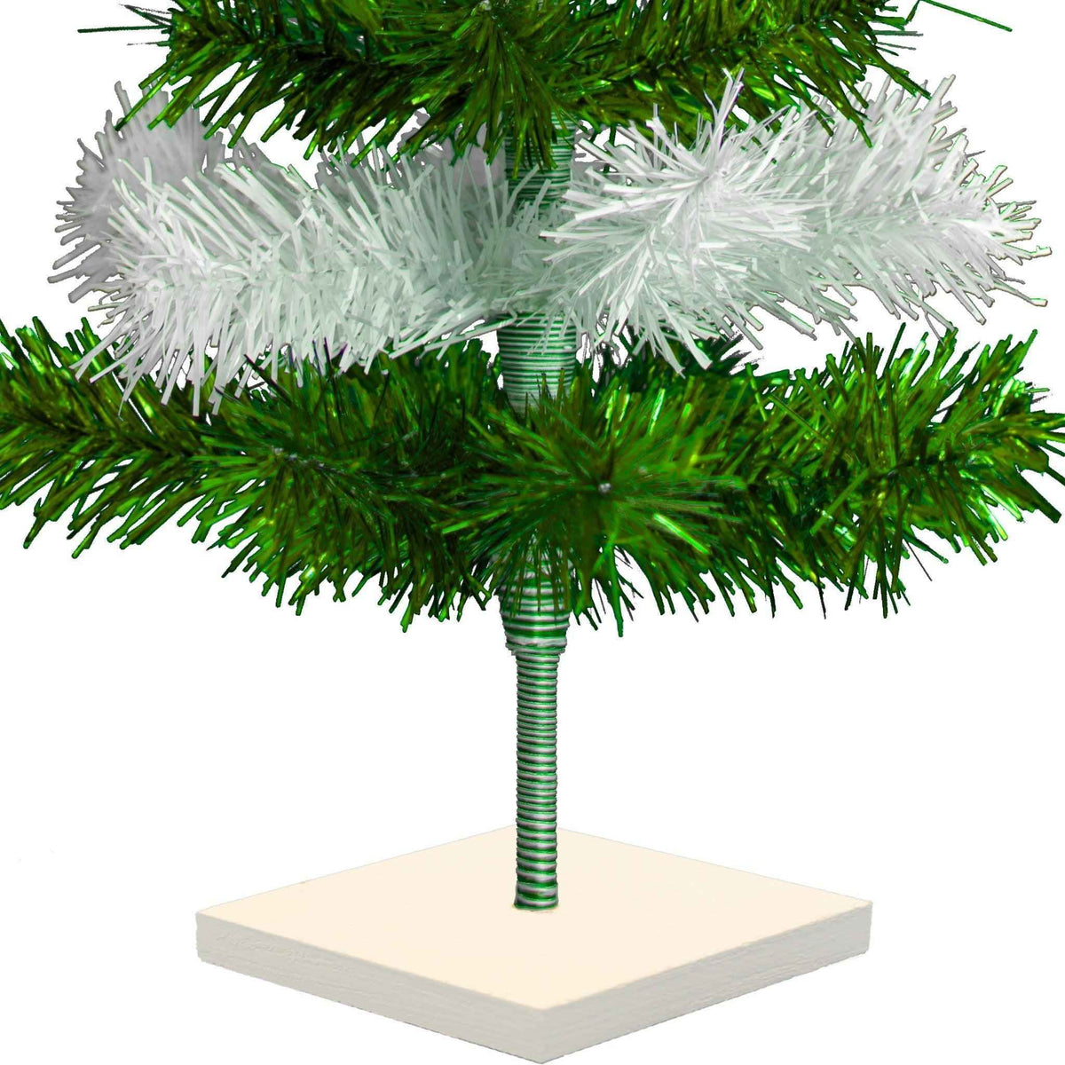 Green & White Layered Tinsel Christmas Tree - Lee Display