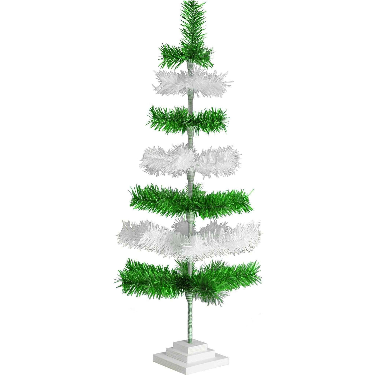 Green & White Layered Tinsel Christmas Tree - Lee Display