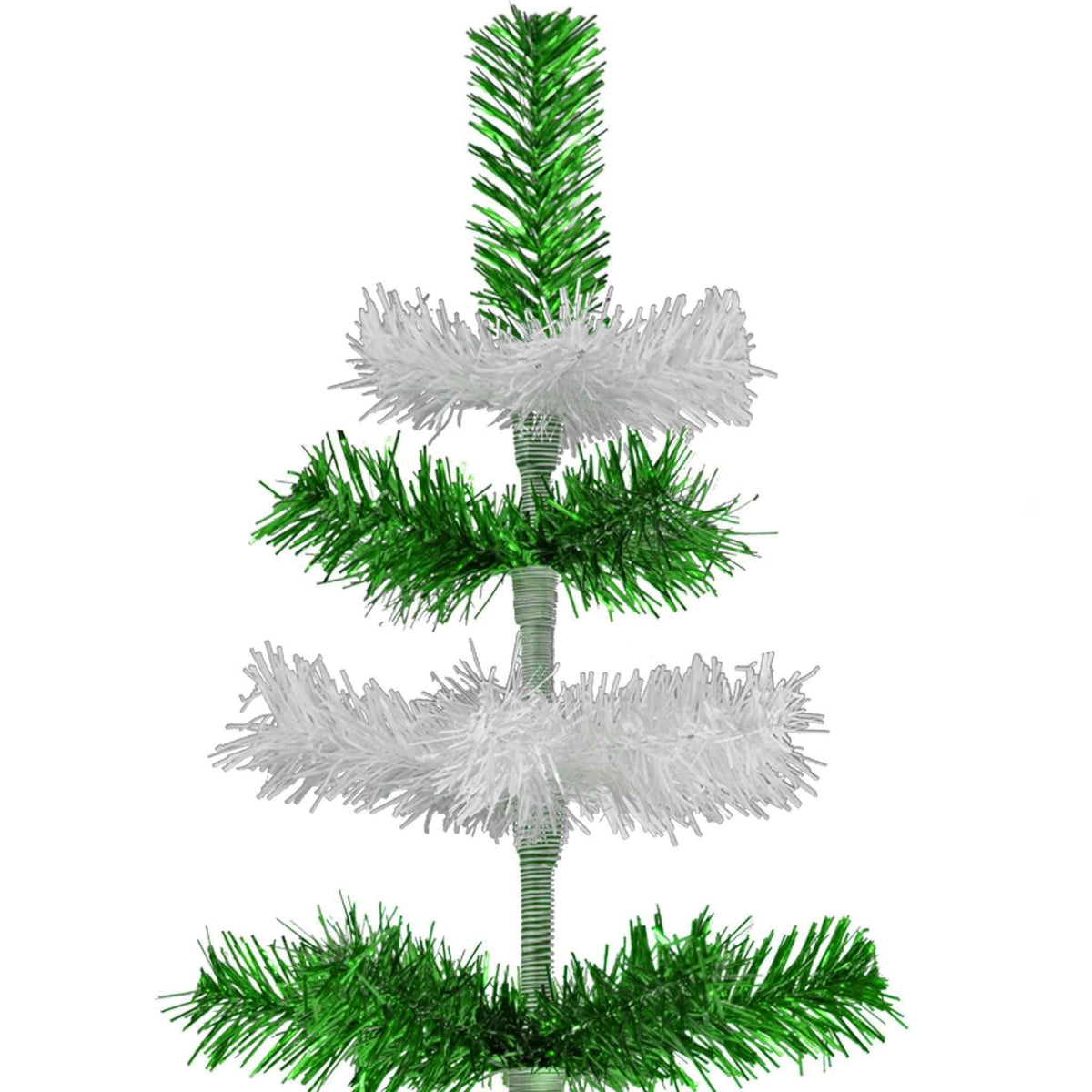 Green & White Layered Tinsel Christmas Tree - Lee Display