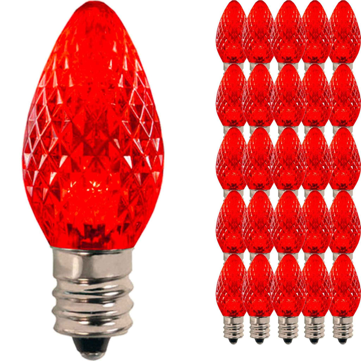 LED Faceted Red Light Bulbs - Lee Display