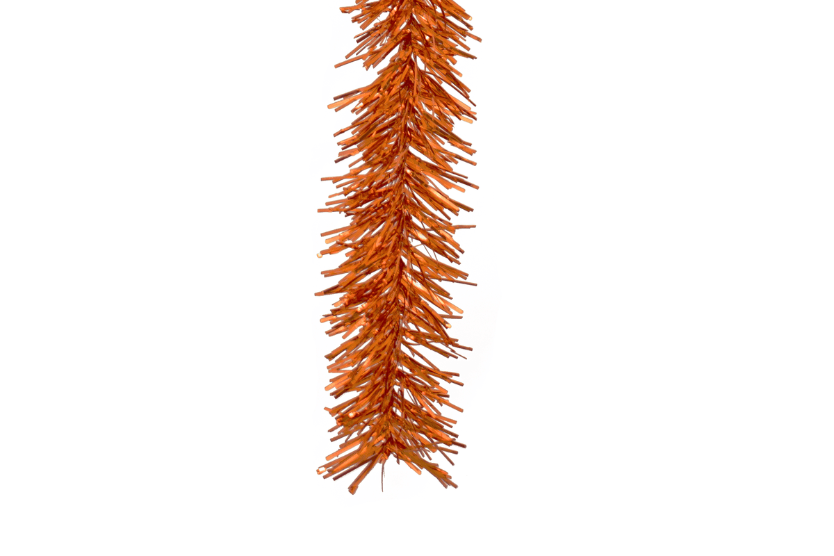 Metallic Orange Tinsel Garland - Lee Display