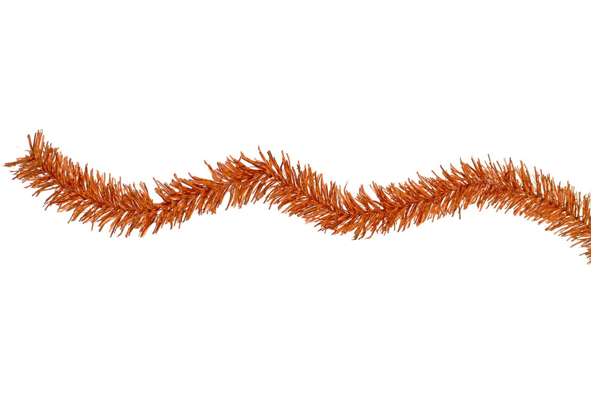 Metallic Orange Tinsel Garland - Lee Display