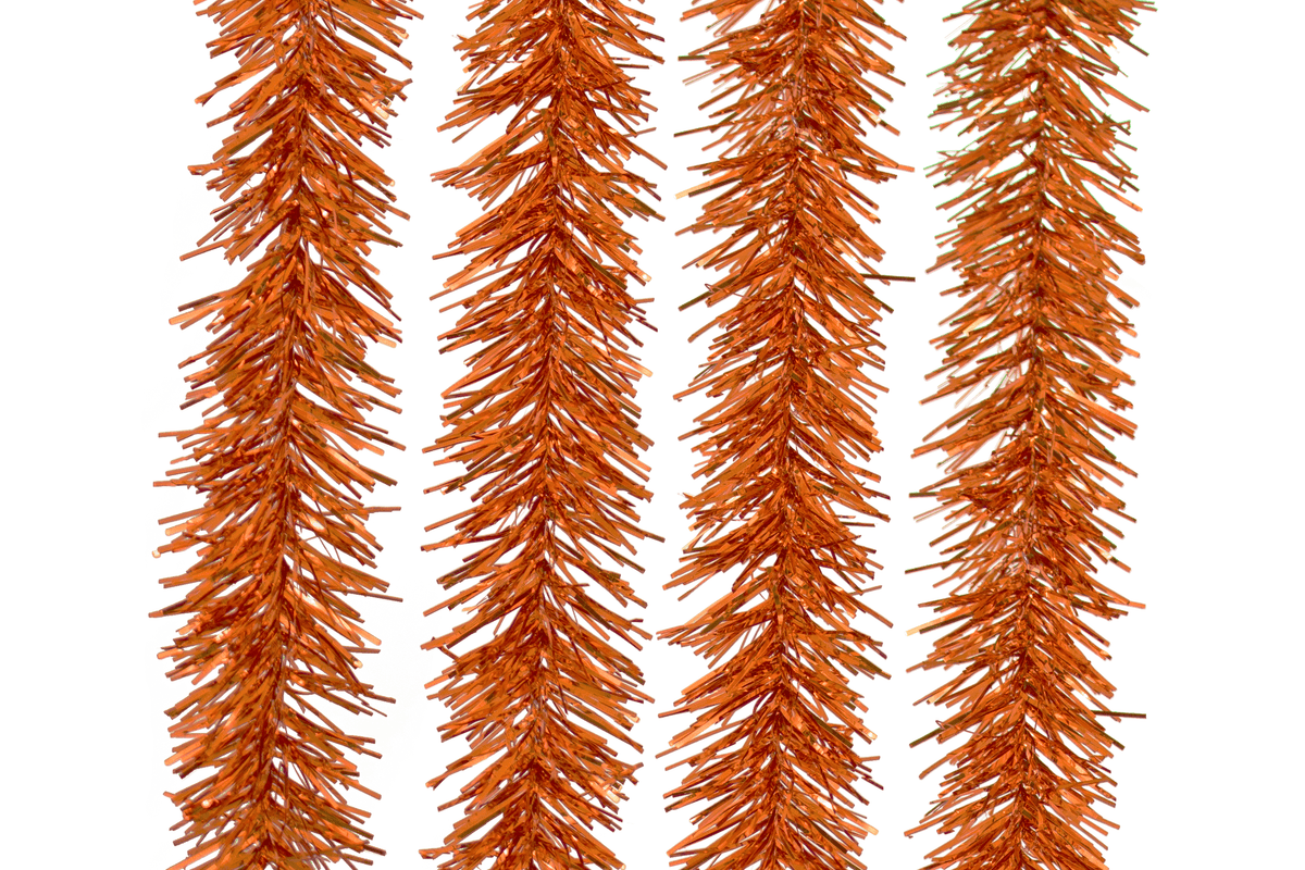 Metallic Orange Tinsel Garland - Lee Display