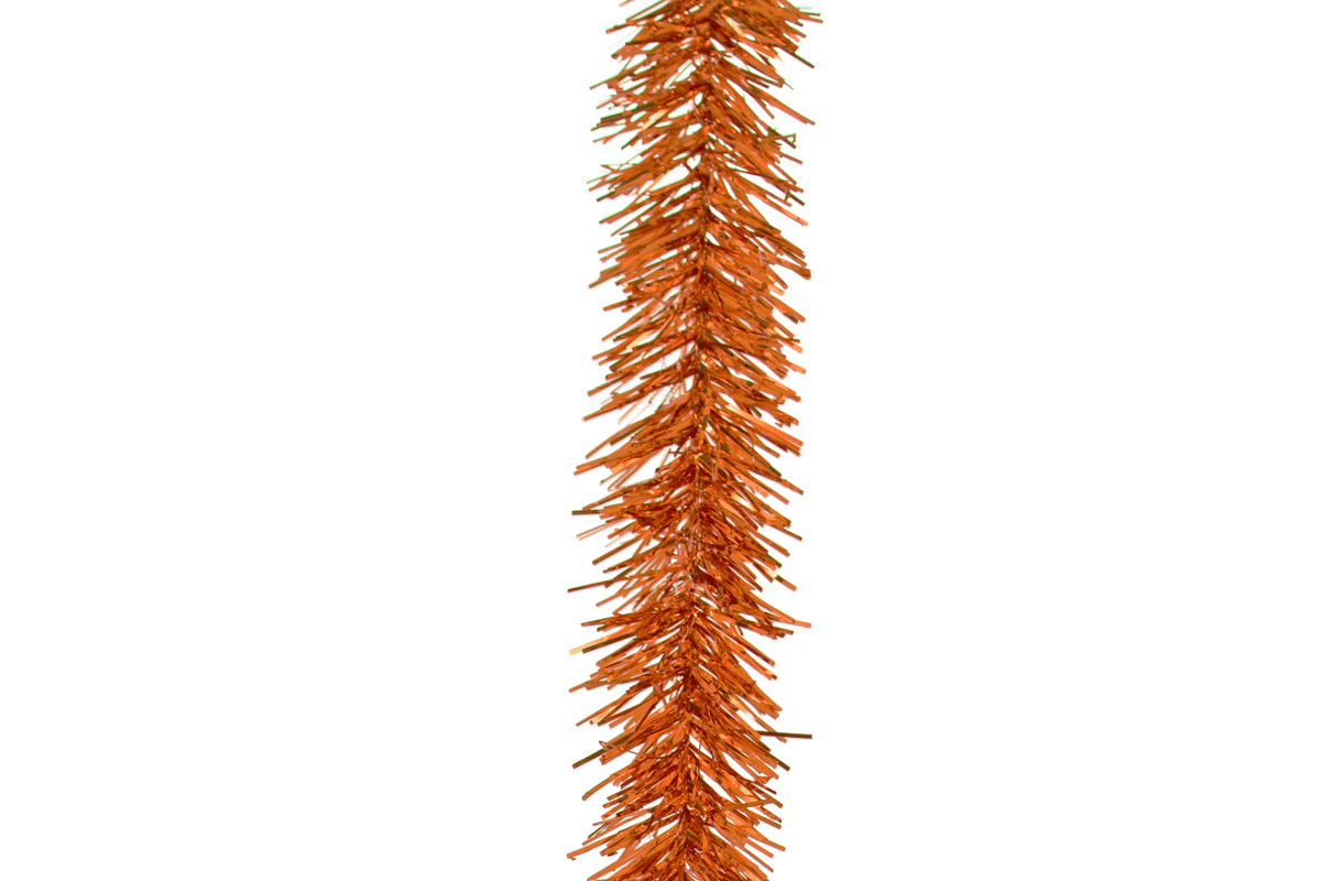 Metallic Orange Tinsel Garland - Lee Display