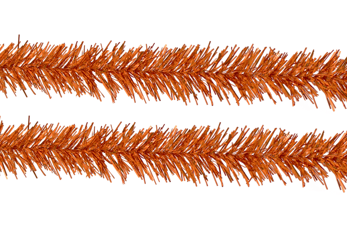 Metallic Orange Tinsel Garland - Lee Display