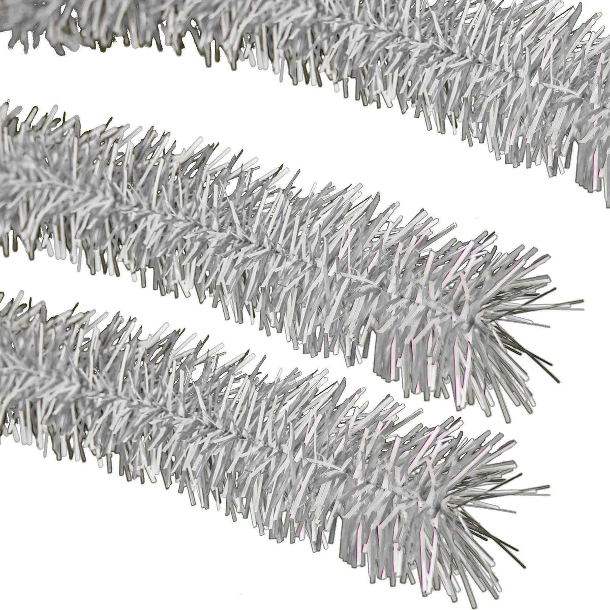 Metallic Silver & White Tinsel Garland - Lee Display