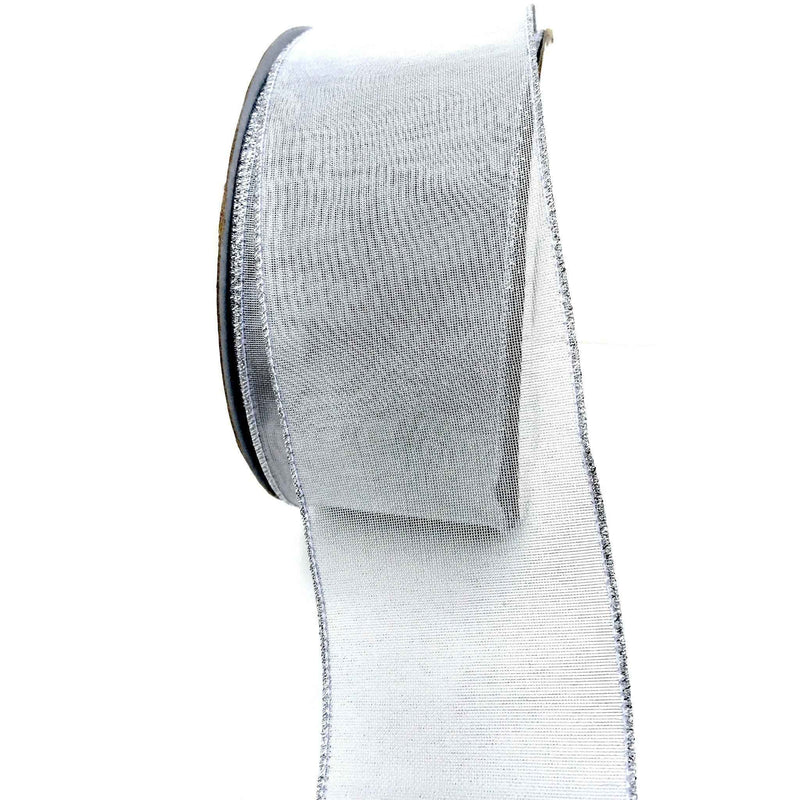 Metallic Silver Wired-Edge Ribbon - Lee Display