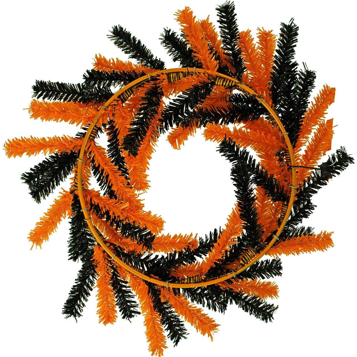 Orange and Black 1in Tinsel Halloween Wreath - Lee Display