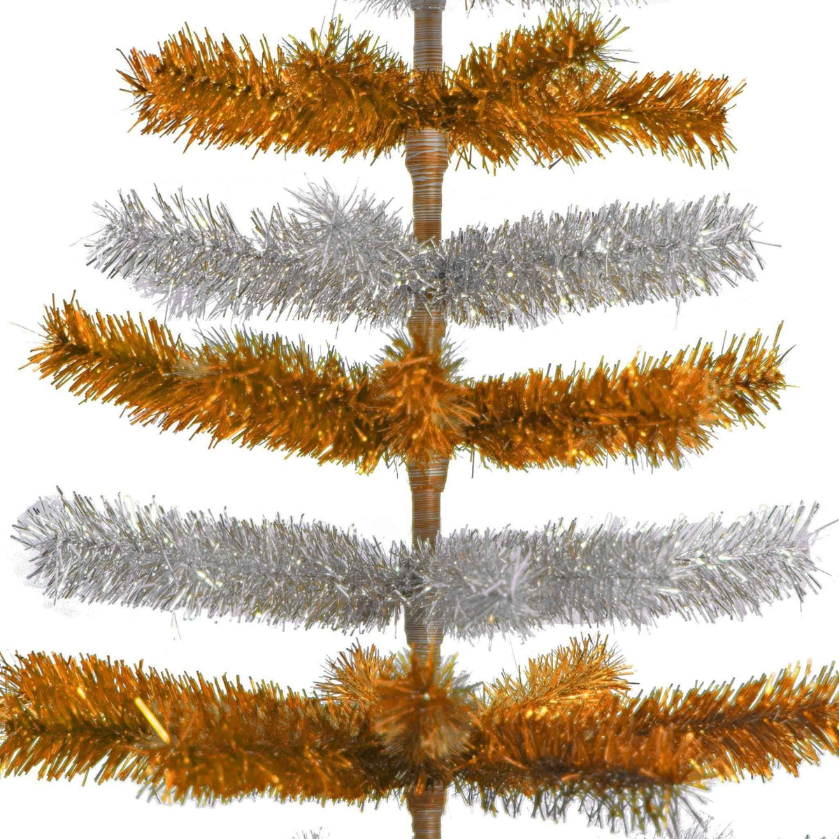 Orange & Silver Layered Tinsel Christmas Tree - Lee Display