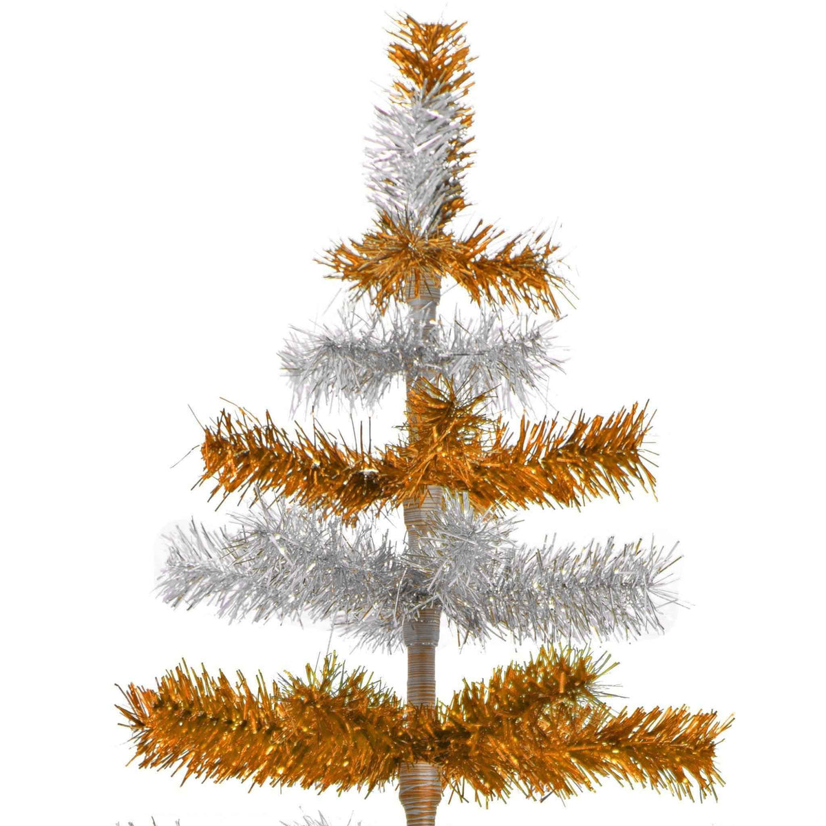 Orange & Silver Layered Tinsel Christmas Tree - Lee Display