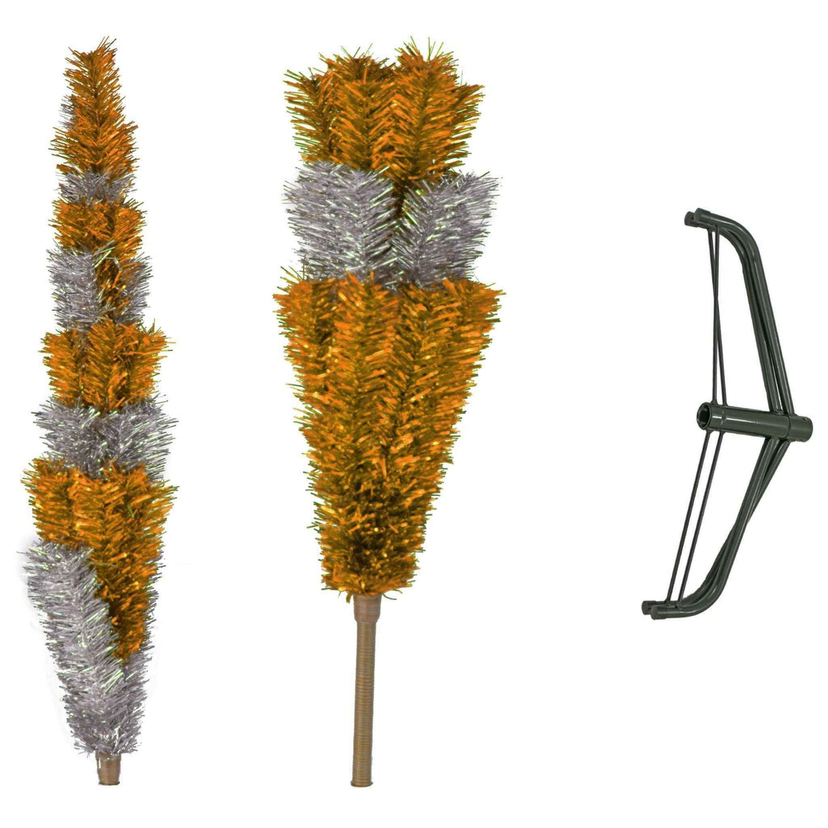 Orange & Silver Layered Tinsel Christmas Tree - Lee Display