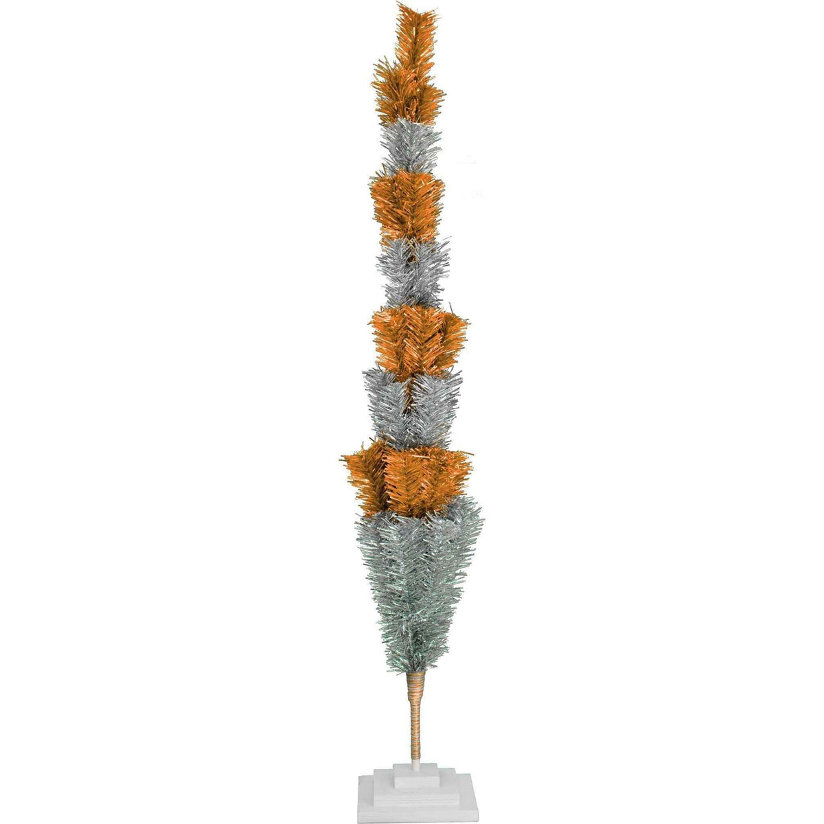 Orange & Silver Layered Tinsel Christmas Tree - Lee Display