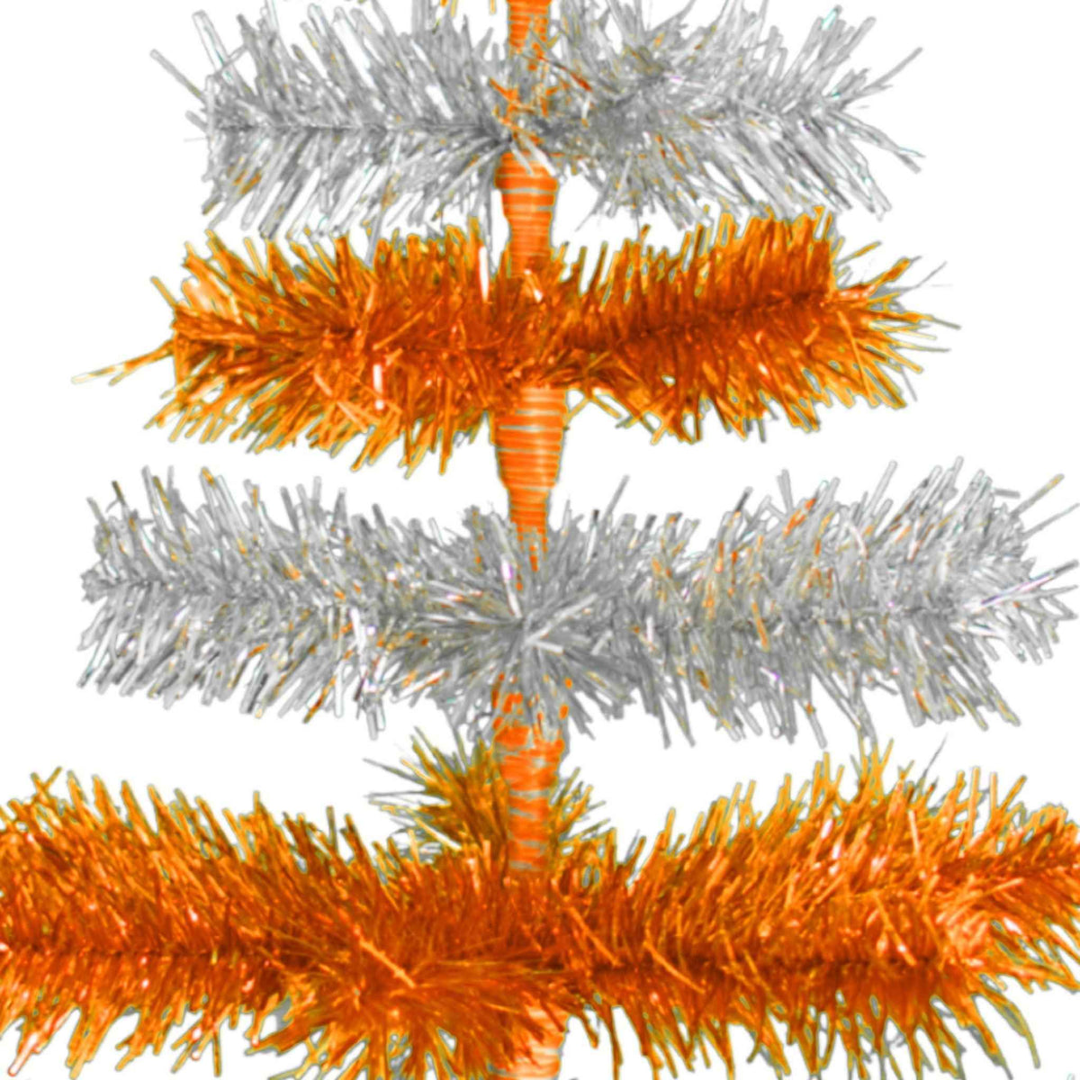Orange & Silver Layered Tinsel Christmas Tree - Lee Display
