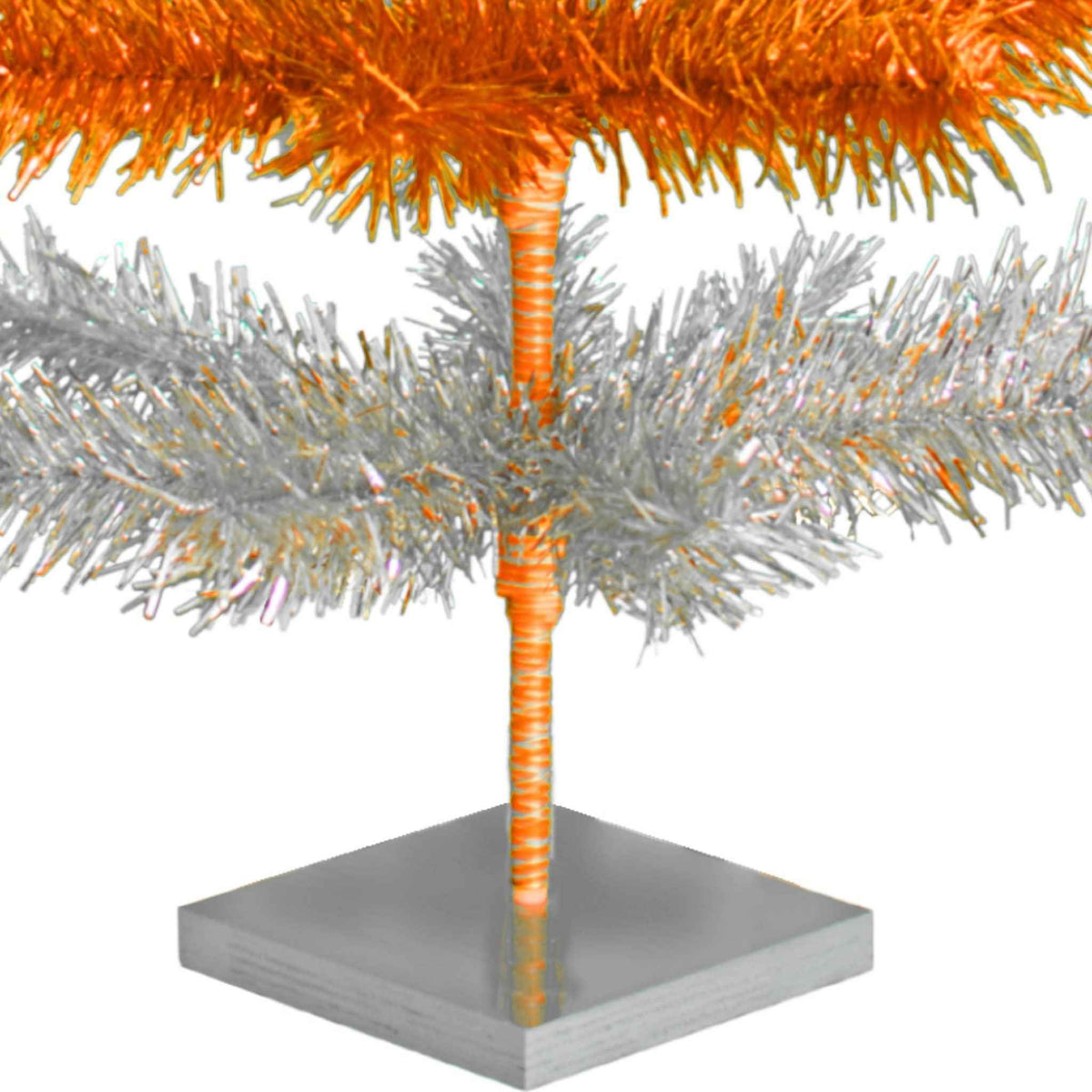 Orange & Silver Layered Tinsel Christmas Tree - Lee Display