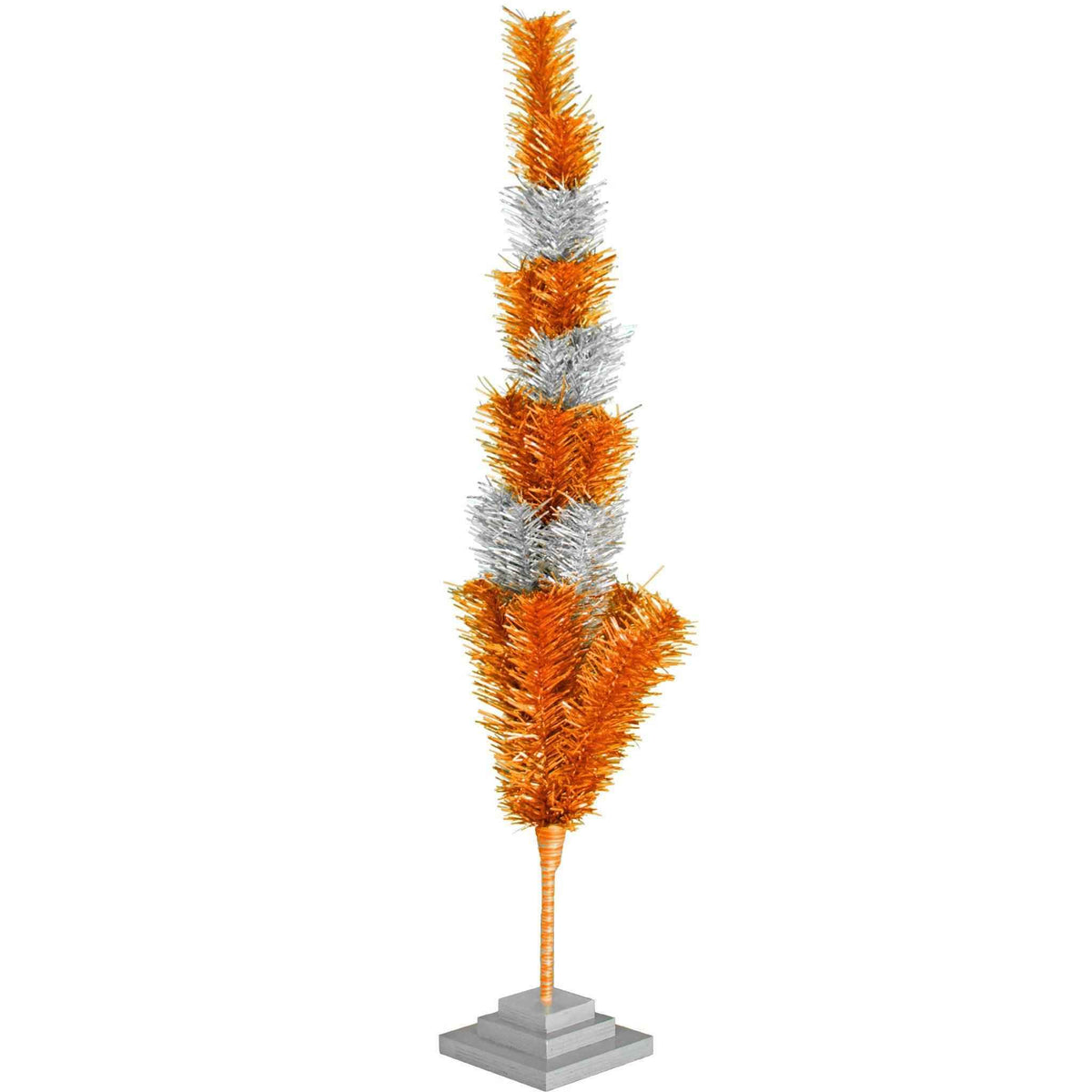 Orange & Silver Layered Tinsel Christmas Tree - Lee Display