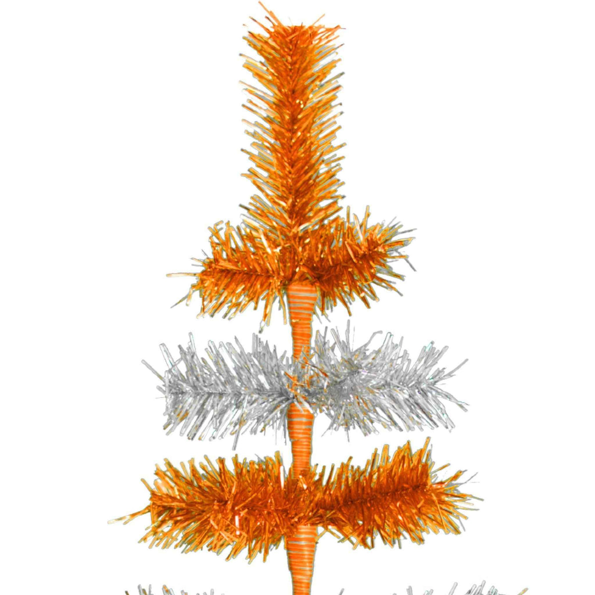 Orange & Silver Layered Tinsel Christmas Tree - Lee Display