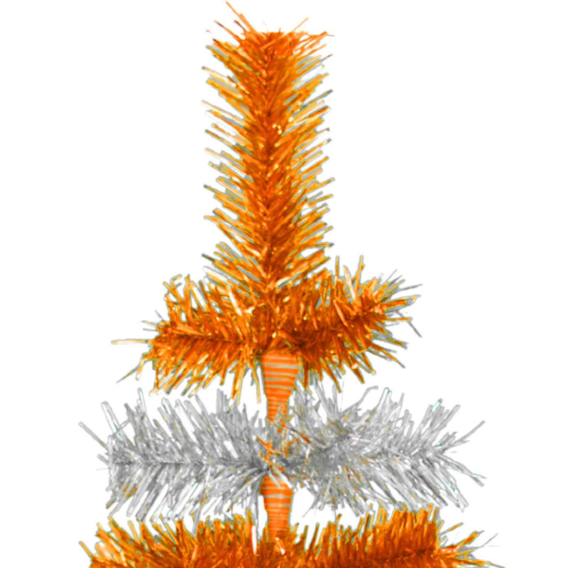 Orange & Silver Layered Tinsel Christmas Tree - Lee Display