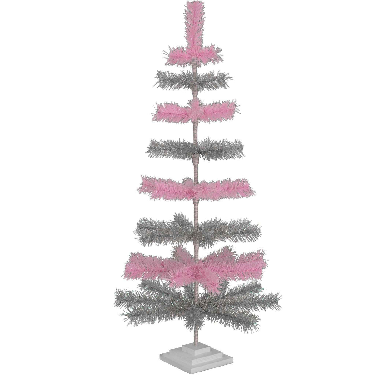 Pink & Silver Layered Tinsel Trees - Lee Display