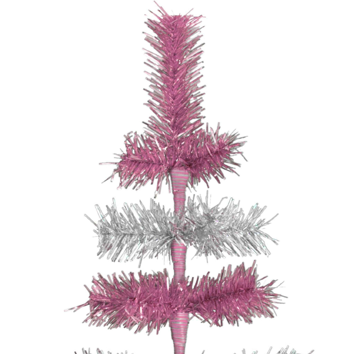 Pink & Silver Layered Tinsel Trees - Lee Display