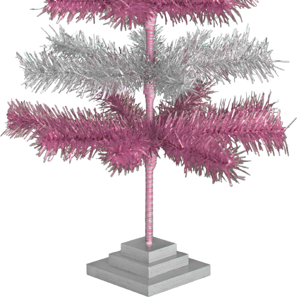 Pink & Silver Layered Tinsel Trees - Lee Display