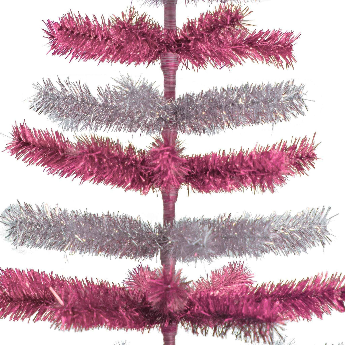 Pink & Silver Layered Tinsel Trees - Lee Display