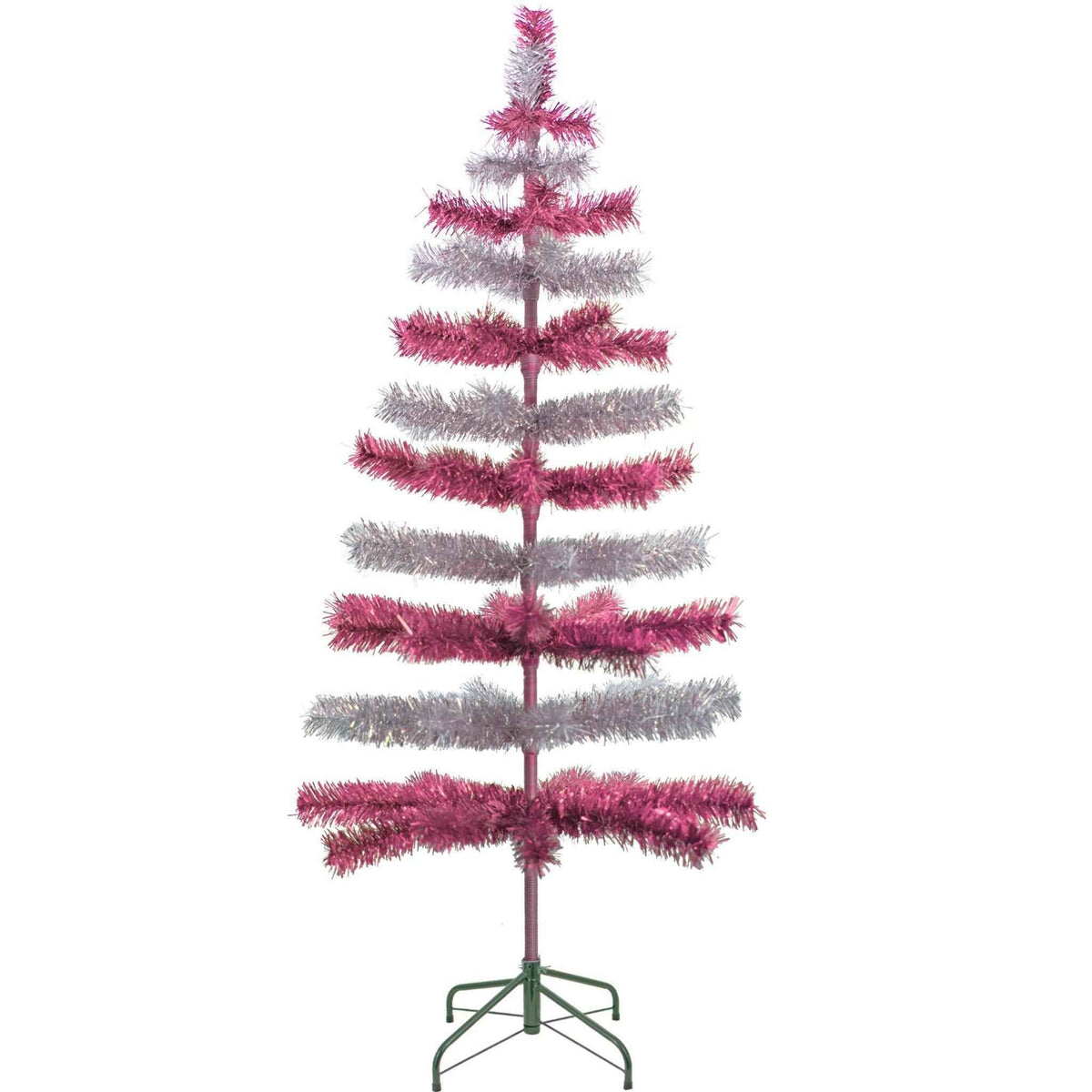 Pink & Silver Layered Tinsel Trees - Lee Display