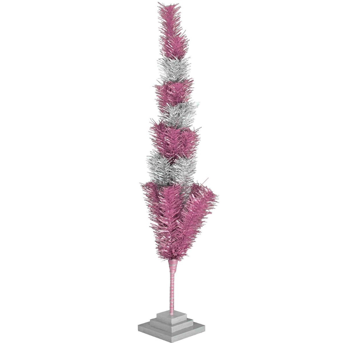 Pink & Silver Layered Tinsel Trees - Lee Display