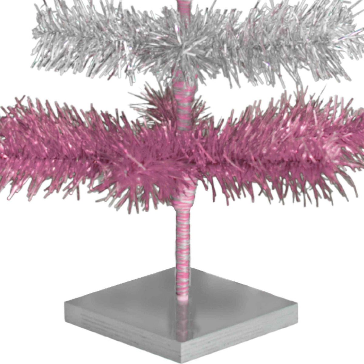 Pink & Silver Layered Tinsel Trees - Lee Display