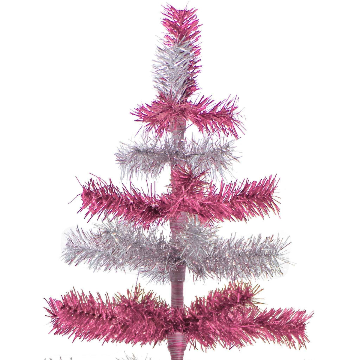 Pink & Silver Layered Tinsel Trees - Lee Display