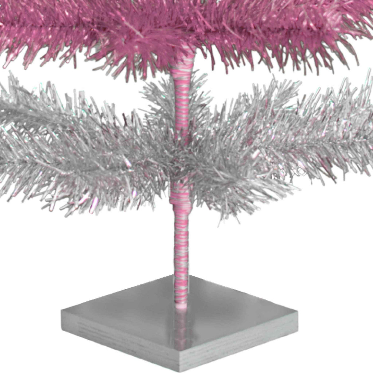 Pink & Silver Layered Tinsel Trees - Lee Display