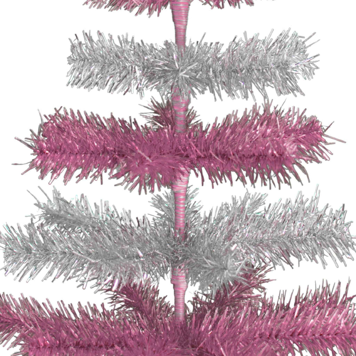 Pink & Silver Layered Tinsel Trees - Lee Display